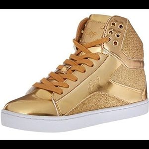 Women’s 7 Gold Glitter High-Top Sneaker&Dance Shoe